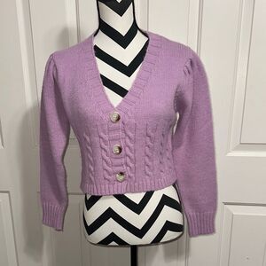 TULAROSA Tawnie Lavender Cable Knit Women's Cardigan Sweater